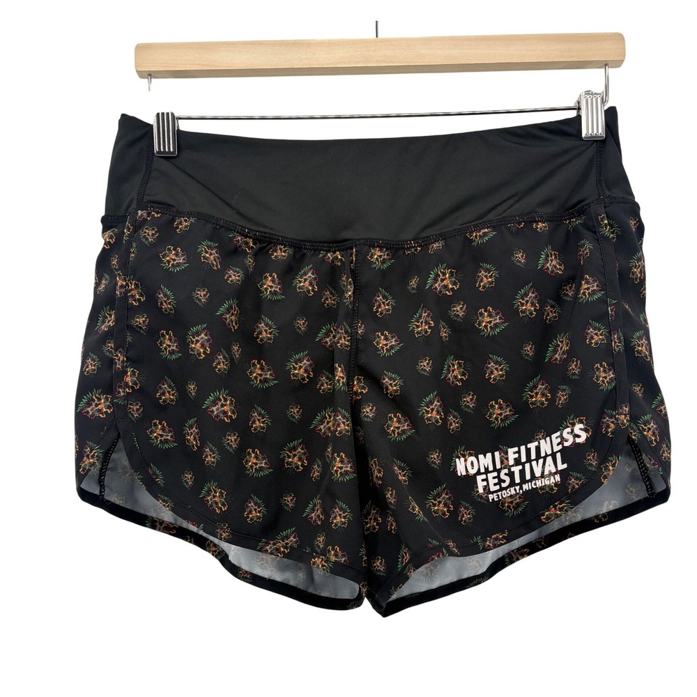 Treign Running Shorts Womens Medium Black Floral Nomi Fitness Festival Athletic‎